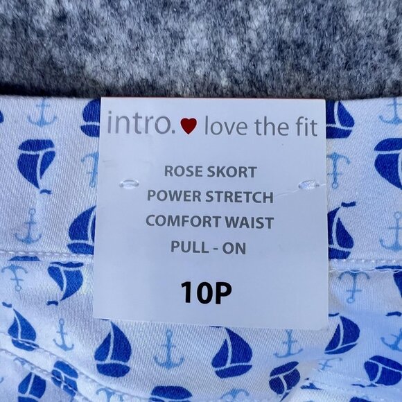 Intro Love the Fit Rose Skort 10P Petite Power Stretch Nautical Sailboat Print - Picture 13 of 16